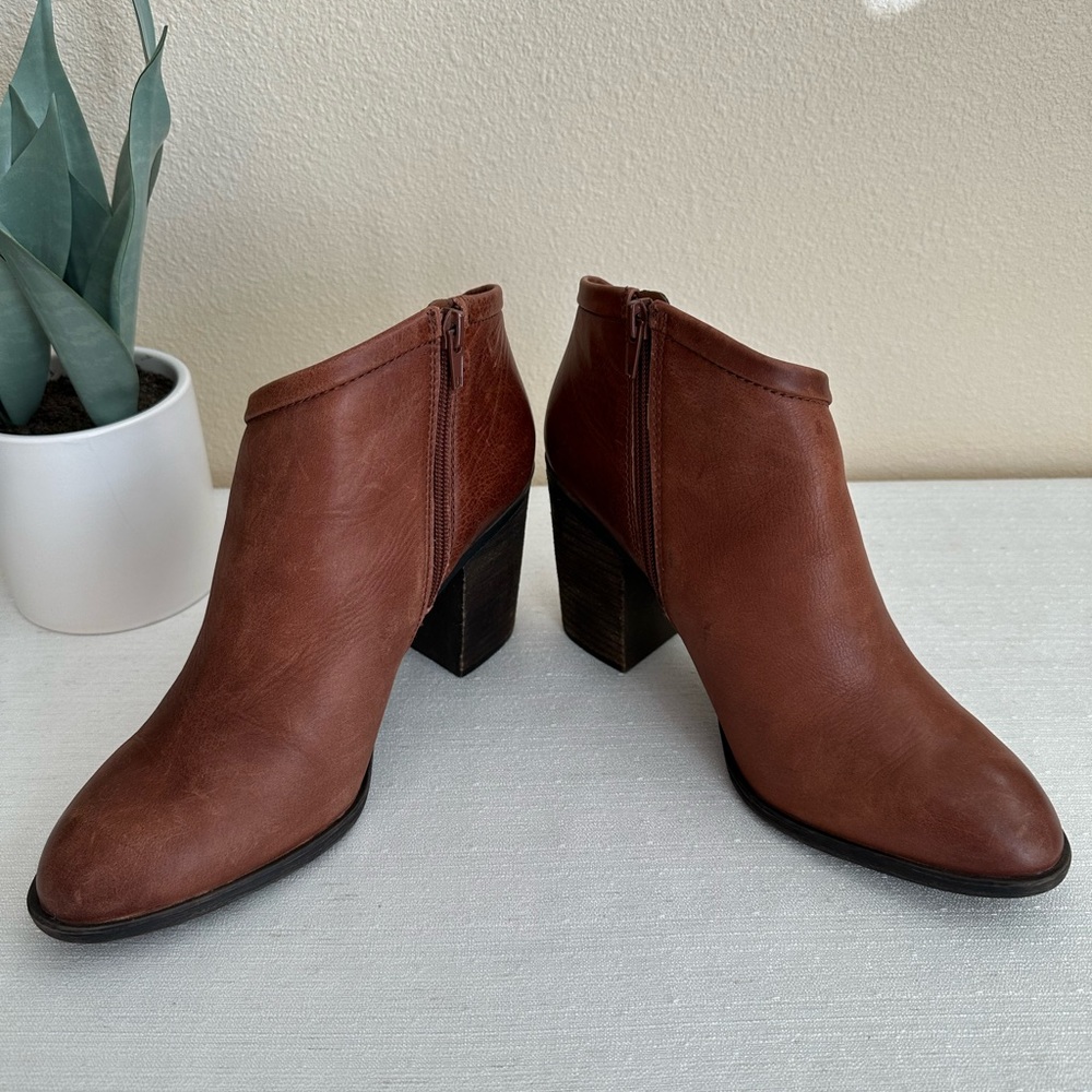 Lucky Brand Salza Brown Leather Heeled Ankle Boots Women’s 9.5M - Picture 8 of 12
